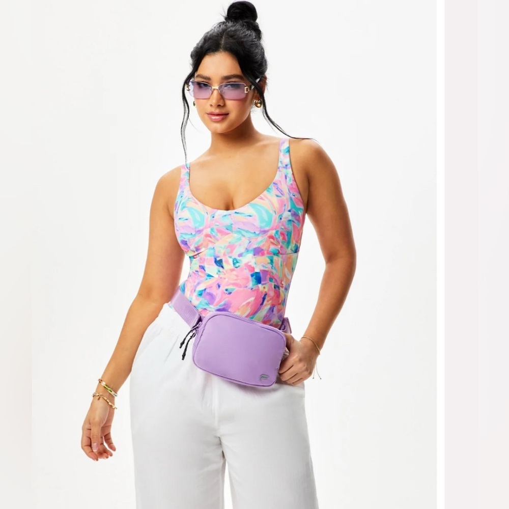 YITTY FABLETICS S Swimsuit Demi Pink Bubble Gum Shaping One Piece Vibrant NWT - Picture 4 of 13